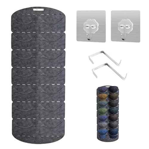 Dulynva Cap Halterung Wand Aus Filzstoff mit 14 Taschen, Doppelte Reihe Kappenhalter Tür Rückwand Cap Halter, Kappen Aufbewahrung Faltbar Wand-Kappenhalterung für Baseballhüte Sonnenhüte,130x46cm,Grau Dulynva Cap Halterung Wand Aus Filzstoff mit 14 Taschen, Doppelte Reihe Kappenhalter Tür Rückwand Cap Halter, Kappen Aufbewahrung Faltbar Wand-Kappenhalterung für Baseballhüte Sonnenhüte,130x46cm,Grau von Dulynva