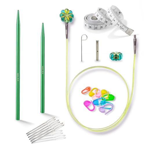 Dumeher Rundstricknadeln Austauschbar Set, Swivel Seile Kunststoff + Strickspitzen/Nadelspitze Metal, 3.0mm Rundstricknadel Set 360 ° Drehmechanismus, Seillänge 80 cm Dumeher Rundstricknadeln Austauschbar Set, Swivel Seile Kunststoff + Strickspitzen/Nadelspitze Metal, 3.0mm Rundstricknadel Set 360 ° Drehmechanismus, Seillänge 80 cm von Dumeher