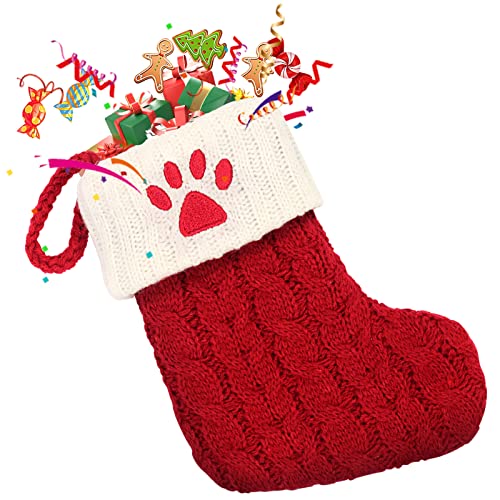 Weihnachtssocke | Weihnachtsstiefel | Schneeflocken | Weihnachtsstrumpf zum Befüllen | Zum Aufhängen an Kamin, Treppe | Geschenksack -Thematisierter Hunde Spuren für Süßigkeiten, Zuhause, Weihnachten von Dumeitio