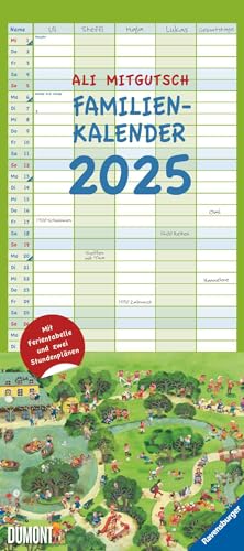 Ali Mitgutsch Familienkalender 2025 – Wandkalender – Familienplaner mit 5 Spalten – Format 22 x 49,5 cm: Rundherum in Stadt und Land von Dumont Kalenderverlag