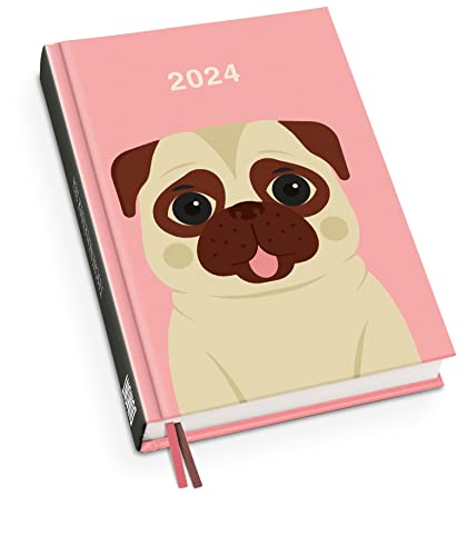 Mops Taschenkalender 2024 - Tier-Illustration von Dawid Ryski - Terminplaner mit Wochenkalendarium - Format 11,3 x 16,3 cm von Dumont Kalenderverlag