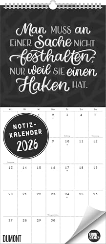 DUMONT - Funny Quotes Notizkalender 2026 – Typo-Wandkalender im Hochformat 22 x 50 cm – Sprüche-Planer für Humor- & Design-Fans von DUMONT