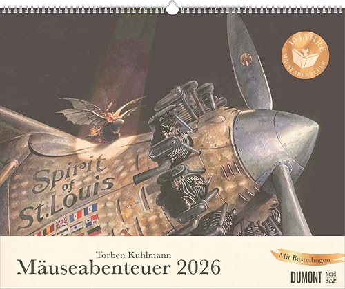 DUMONT - Mäuseabenteuer 2026 – Kinder-Wandkalender Querformat 52 x 43 cm – Mit Illustrationen aus Lindbergh, Armstrong, Edison, Einstein & Earhart: Torben Kuhlmann von DUMONT