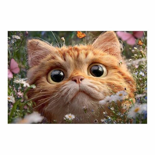 DunPei Leinwandbild Vintage Style Kunstdruck Die weiche Katze Perfekte Dekoration für Wohnzimmer Schlafzimmer Bad Küche Büro(Braun01)-30x45cm Ungerahmt von DunPei