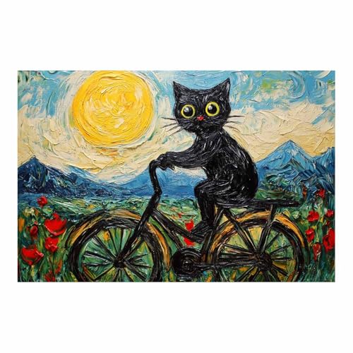DunPei Leinwandbild Vintage Style Kunstdruck Die weiche Katze Perfekte Dekoration für Wohnzimmer Schlafzimmer Bad Küche Büro(schwarz155)-80x120cm Ungerahmt von DunPei