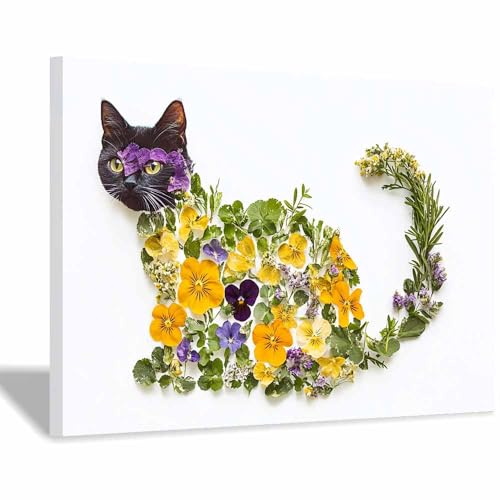 DunPei Leinwandbild Vintage Style Kunstdruck Flexible Katzen Perfekte Dekoration für Wohnzimmer Schlafzimmer Bad Küche Büro(Weiß197)-70x100cm Gerahmt von DunPei