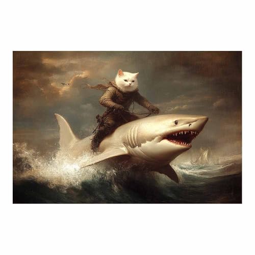 DunPei Leinwandbild Vintage Style Kunstdruck Glatte Katze Perfekte Dekoration für Wohnzimmer Schlafzimmer Bad Küche Büro(Braun190)-30x45cm Ungerahmt von DunPei