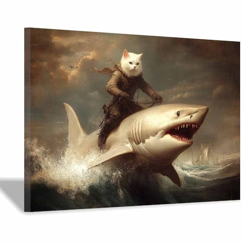 DunPei Leinwandbild Vintage Style Kunstdruck Glatte Katze Perfekte Dekoration für Wohnzimmer Schlafzimmer Bad Küche Büro(Braun190)-70x100cm Gerahmt von DunPei