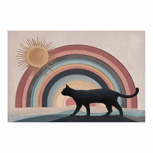 DunPei Leinwandbild Vintage Style Kunstdruck Glatte Katze Perfekte Dekoration für Wohnzimmer Schlafzimmer Bad Küche Büro(Mehrfarbige113)-50x70cm Ungerahmt von DunPei