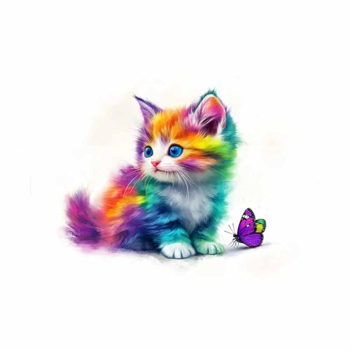 DunPei Leinwandbild Vintage Style Kunstdruck Schnelle Katze Perfekte Dekoration für Wohnzimmer Schlafzimmer Bad Küche Büro(Mehrfarbige57)-30x45cm Ungerahmt von DunPei