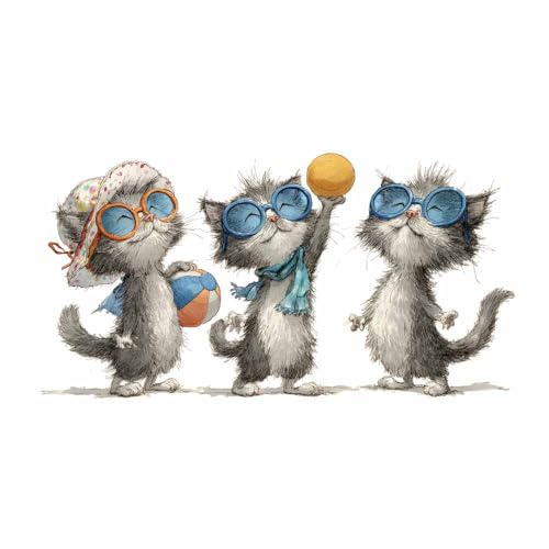 DunPei Leinwandbild Vintage Style Kunstdruck Schnelle Katze Perfekte Dekoration für Wohnzimmer Schlafzimmer Bad Küche Büro(Weiß134)-70x100cm Ungerahmt von DunPei