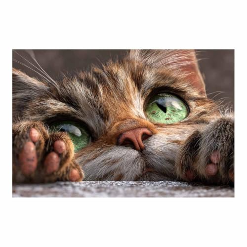 DunPei Leinwandbild Vintage Style Kunstdruck Schöne Katze Perfekte Dekoration für Wohnzimmer Schlafzimmer Bad Küche Büro(Braun50)-60x90cm Ungerahmt von DunPei