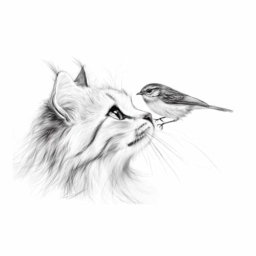 DunPei Leinwandbild Vintage Style Kunstdruck Süße Katze Perfekte Dekoration für Wohnzimmer Schlafzimmer Bad Küche Büro(Weiß148)-70x100cm Ungerahmt von DunPei