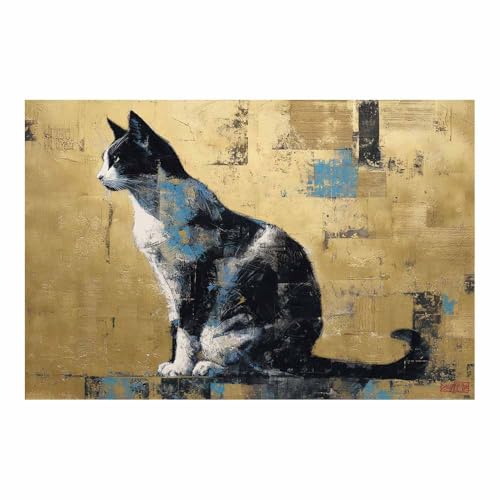 DunPei Wandkunst auf Leinwand mit Tiermotiv Die weiche Katze Poster an der Wand sind auch ideale Geschenke für Familie Paare(Braun100)-50x70cm Ungerahmt von DunPei
