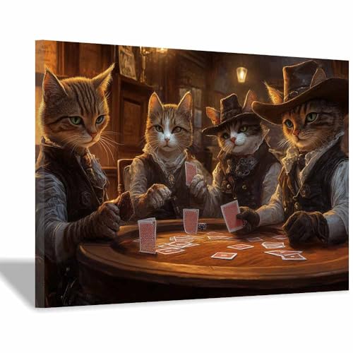 DunPei Wandkunst auf Leinwand mit Tiermotiv Flexible Katzen Poster an der Wand sind auch ideale Geschenke für Familie Paare(Mehrfarbige65)-70x100cm Gerahmt von DunPei