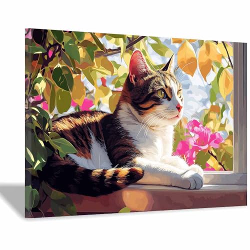 DunPei Wandkunst auf Leinwand mit Tiermotiv Schnelle Katze Poster an der Wand sind auch ideale Geschenke für Familie Paare(Gelb44)-30x45cm Gerahmt von DunPei