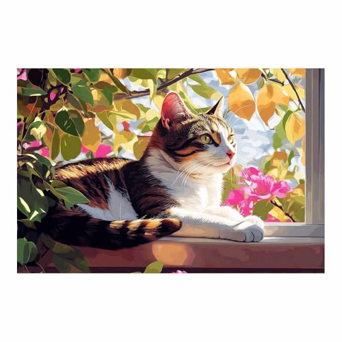 DunPei Wandkunst auf Leinwand mit Tiermotiv Schnelle Katze Poster an der Wand sind auch ideale Geschenke für Familie Paare(Gelb44)-80x120cm Ungerahmt von DunPei
