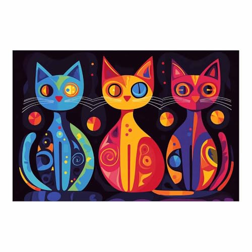 DunPei Wandkunst auf Leinwand mit Tiermotiv Schöne Katze Poster an der Wand sind auch ideale Geschenke für Familie Paare(Mehrfarbige149)-70x100cm Ungerahmt von DunPei