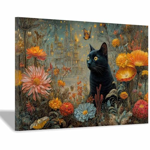 DunPei Wandkunst auf Leinwand mit Tiermotiv Süße Katze Poster an der Wand sind auch ideale Geschenke für Familie Paare(Mehrfarbige30)-60x90cm Gerahmt von DunPei
