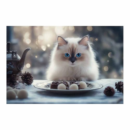 DunPei Wandkunst auf Leinwand mit Tiermotiv Süße Katze Poster an der Wand sind auch ideale Geschenke für Familie Paare(Weiß93)-80x120cm Ungerahmt von DunPei
