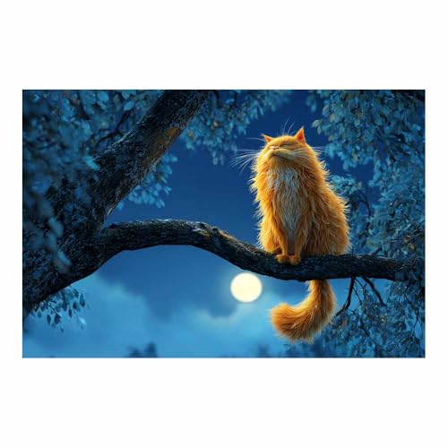 DunPei Wandkunst auf Leinwand mit Tiermotiv faule Katze Poster an der Wand sind auch ideale Geschenke für Familie Paare(Blau114)-60x90cm Ungerahmt von DunPei