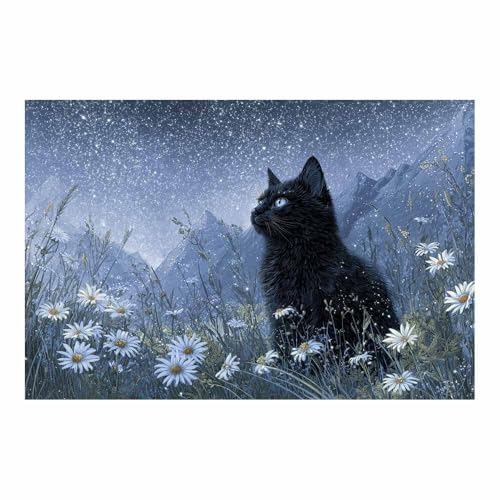 DunPei Wandkunst auf Leinwand mit Tiermotiv faule Katze Poster an der Wand sind auch ideale Geschenke für Familie Paare(schwarz37)-80x120cm Ungerahmt von DunPei