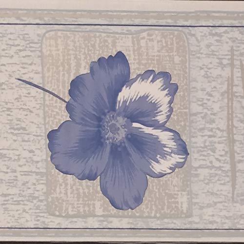 Dundee Deco BD2070 Tapeten Bordüre mit Blumenmotiven in hellbraunen Quadraten, Tapetenbordüre Retro-Design, 10 m x 10 cm, selbstklebend von Dundee Deco