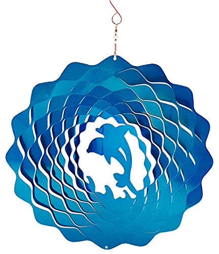 Dundee Deco W1010 Windspiel in Geschenkbox - 3D Hängende Indoor Outdoor Hof Garten Dekoration - Mandala - Delfine - Blau - 30,5 cm - Einzigartige Geschenkidee für Männer Frauen Souvenir Geschenk von Dundee Deco