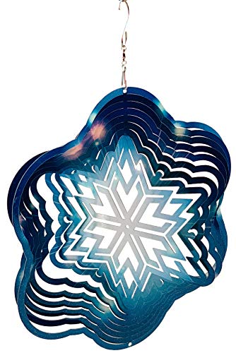 Dundee Deco W2231 Windspiel in Geschenkbox, 3D-Hängedekoration, für Innen- und Außenbereich, Mandala, Schneeflocke, Blau, Weiß, 30,5 cm, einzigartige Geschenkidee, Souvenir, Geschenk von Dundee Deco