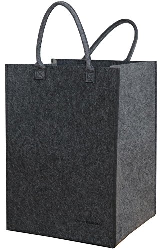 DuneDesign 100l Wäschekorb Filz Groß - Filztasche XXL Wäschekorb 60 cm hoch - Wäschesammler Filz - Holztasche für Kaminholz Groß Deckenkorb Wohnzimmer Flaschensammler Leergut Aufbewahrungskorb Filz von DuneDesign