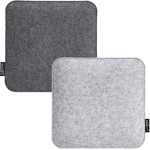 DuneDesign 2 Filz Sitzkissen Eckig 35x35x3cm Stuhlkissen Set Sitzauflage Weich 2-farbig Grau von DuneDesign