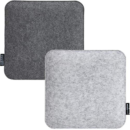 DuneDesign Filz Sitzkissen 35x35x3 Grau 2er Set - Eckige Stuhlkissen 2-farbig Weich - Sitzauflage Waschbar für Holzstuhl Küchenstuhl Esszimmerstuhl Gartenstuhl - Kissen Pflegeleicht Filzkissen Modern von DuneDesign