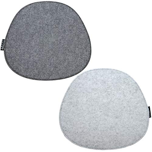 DuneDesign 2 Filz Sitzkissen Oval 40x37cm Stuhlkissen Sitzauflage 8mm Hellgrau Grau von DuneDesign
