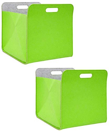 DuneDesign 2er Set: 100% Recycling Filz Aufbewahrungsbox 33x38x33 - Kompatible Boxen für Kallax Regal - Aufbewahrungsbox Kleider Bücherregal Einsatz Box Spielzeug Aufbewahrungsbox Cube Storage Boxes von DuneDesign