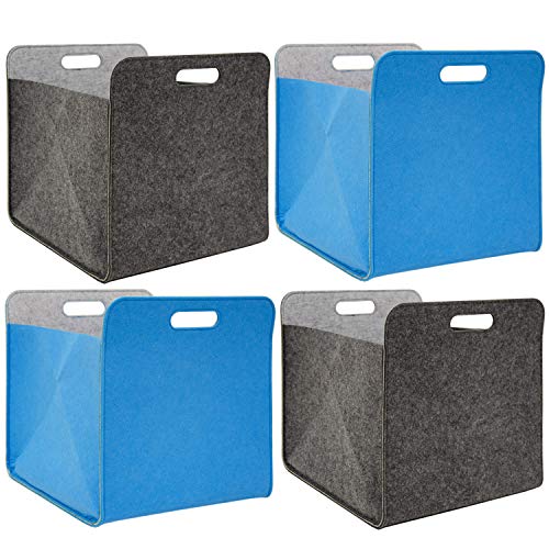 DuneDesign 4er Set: 100% Recycling Filz Aufbewahrungsbox 33x38x33 - Kompatibel Mit Kallax Regal - Für Kleider, Bücher, Spielzeug - Cube Storage Box von DuneDesign