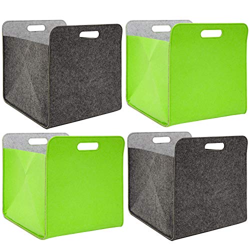 DuneDesign 4er Set: 100% Recycling Filz Aufbewahrungsbox 33x38x33 - Kompatible Boxen für Kallax Regal - Aufbewahrungsbox Kleider Bücherregal Einsatz Box Spielzeug Aufbewahrungsbox Cube Storage Boxes von DuneDesign