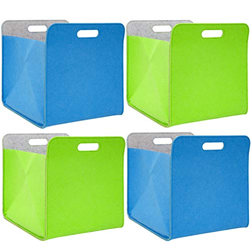 DuneDesign 4er Set: 100% Recycling Filz Aufbewahrungsbox 33x38x33 - Kompatible Boxen für Kallax Regal - Aufbewahrungsbox Kleider Bücherregal Einsatz Box Spielzeug Aufbewahrungsbox Cube Storage Boxes von DuneDesign