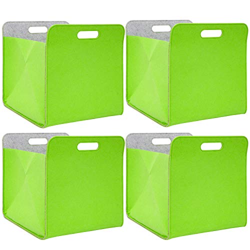 DuneDesign 4er Set: 100% Recycling Filz Aufbewahrungsbox 33x38x33 - Kompatibel Mit Kallax Regal - Für Kleider, Bücher, Spielzeug - Cube Storage Box von DuneDesign