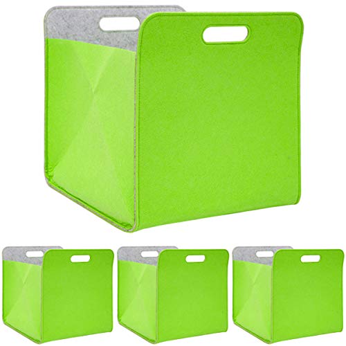 DuneDesign 4er Set: 100% Recycling Filz Aufbewahrungsbox 33x38x33 - Kompatible Boxen für Kallax Regal - Aufbewahrungsbox Kleider Bücherregal Einsatz Box Spielzeug Aufbewahrungsbox Cube Storage Boxes von DuneDesign