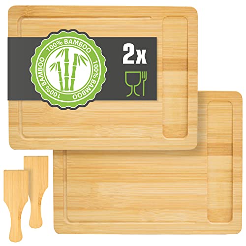 DuneDesign Alleskönner mit Auffangschale: 2er Set Schneidebrett Bambus - 30x22 - Holzbrett Küche Zubehör Haushalt - Frühstücksbrettchen Holz Groß Schneidebrett Holz für die Küche Frühstücksbrett Groß DuneDesign Alleskönner mit Auffangschale: 2er Set Schneidebrett Bambus - 30x22 - Holzbrett Küche Zubehör Haushalt - Frühstücksbrettchen Holz Groß Schneidebrett Holz für die Küche Frühstücksbrett Groß von DuneDesign