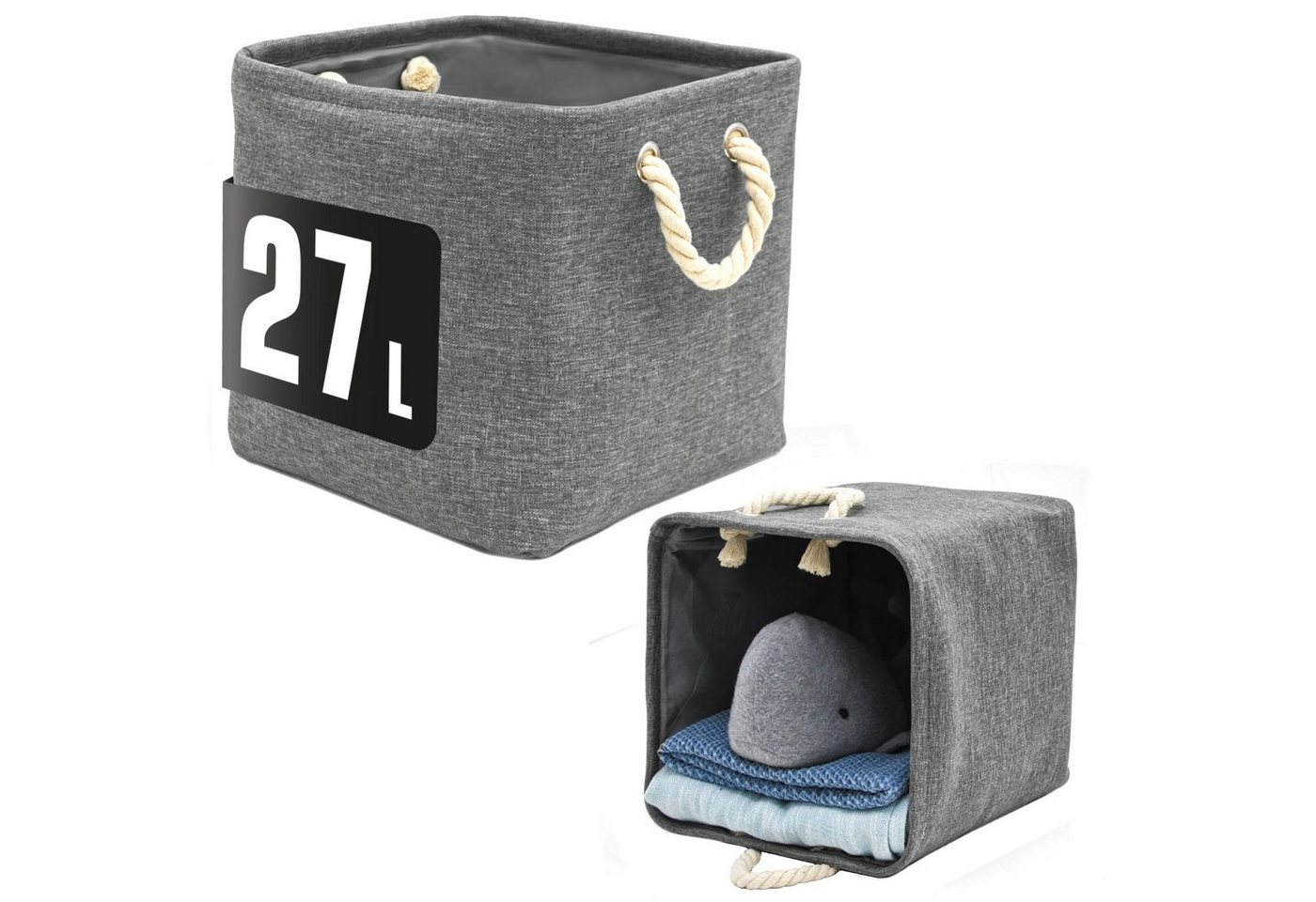 DuneDesign Aufbewahrungsbox 2er Set Aufbewahrungsbox 30x30x30 cm mit Griff, Regal Organizer Boxen von DuneDesign