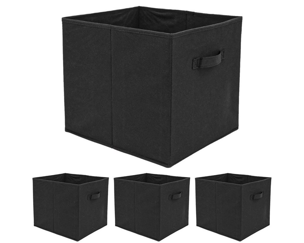 DuneDesign Aufbewahrungsbox 4er Set Aufbewahrungsbox für Kallax Regal 33x38x33, Kallax Faltboxen schwarz von DuneDesign