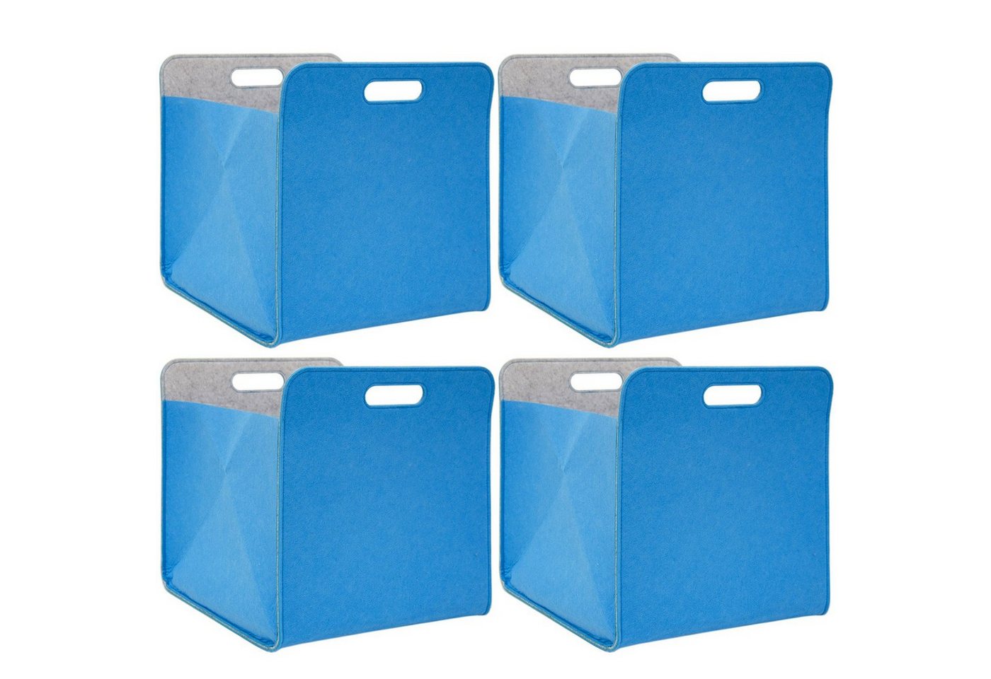 DuneDesign Aufbewahrungsbox 4er Set Filz Aufbewahrungsbox 33x33x38 cm, 33x33x38 cm Box Blau von DuneDesign