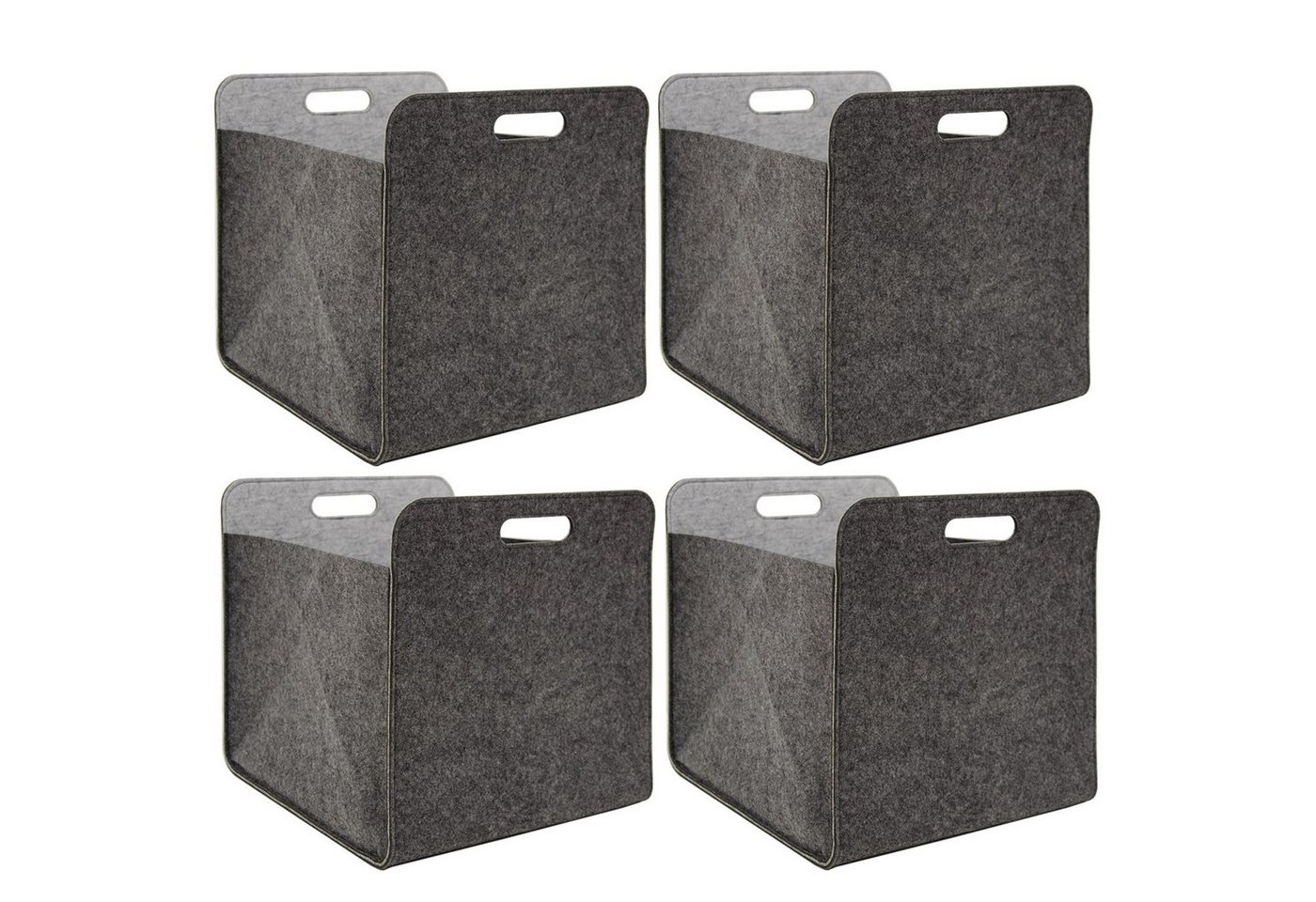 DuneDesign Aufbewahrungsbox 4er Set Filz Aufbewahrungsbox 33x33x38 cm Box (4 St), 33x33x38 cm Box Grau von DuneDesign