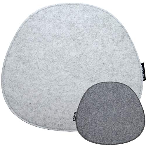 DuneDesign Filz Sitzkissen Oval 40x37cm Stuhlkissen Sitzauflage 8mm Hellgrau Grau von DuneDesign