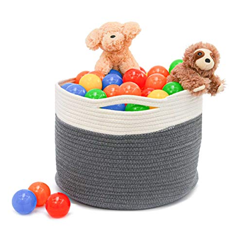 DuneDesign 20l Baumwoll Korb Aufbewahrung - 25cm hoch Wäschekorb Geflochten - Wäschesammler Kinder Korb Wickelkommode Baby Wäschekorb Wickeltisch - Aufbewahrungskorb Spielzeug - Deko Körbe Geflochten von DuneDesign