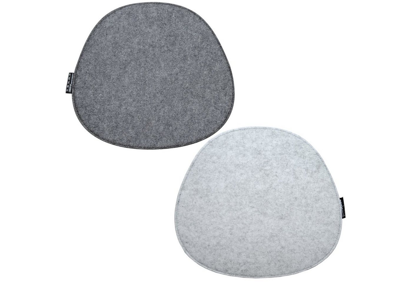 DuneDesign Stuhlkissen 2 Filz Sitzkissen oval Stuhlkissen Sitzauflage, 40x37cm grau 8 mm von DuneDesign