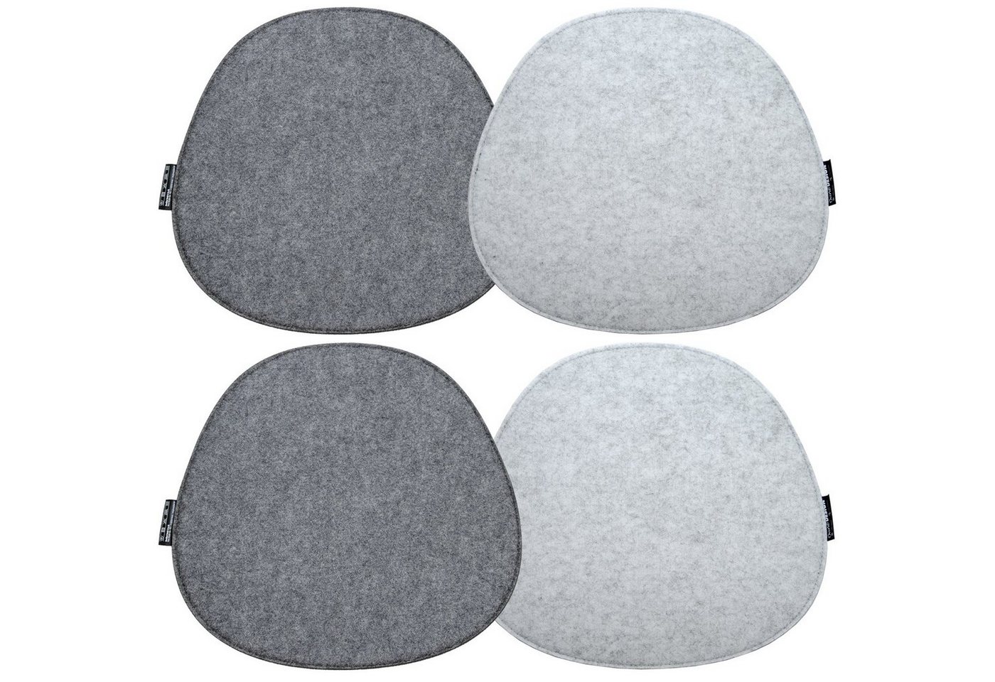 DuneDesign Stuhlkissen 4 Filz Sitzkissen oval Stuhlkissen Sitzauflage, 40x37cm grau 8 mm von DuneDesign