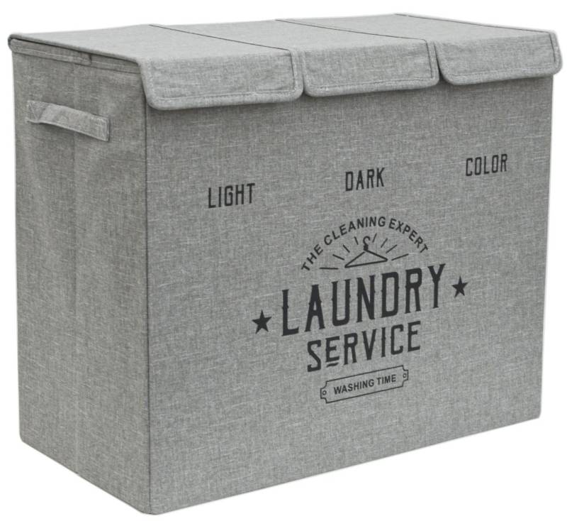 DuneDesign Wäschekorb 3 Fächer mit Deckel - 84L Wäschesortierer - 60x30x50 Wäschesammler, Wäschebox Faltbar - Wäschetruhe Aufbewahrungskorb - Schlafzimmer & Bad von Dunedesign