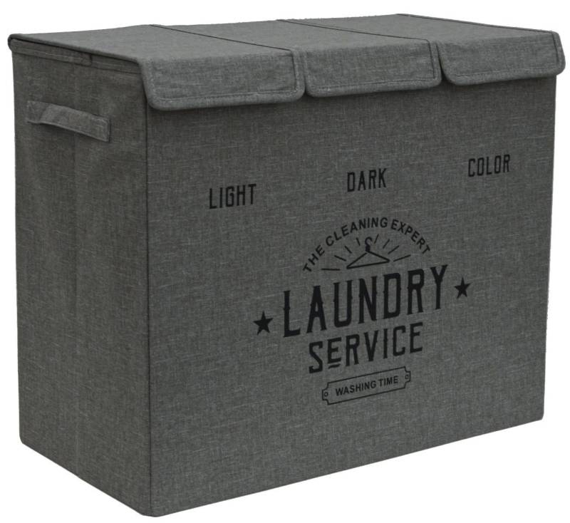 DuneDesign Wäschekorb 3 Fächer mit Deckel - 84L Wäschesortierer - 60x30x50 Wäschesammler, Wäschebox Faltbar - Wäschetruhe Aufbewahrungskorb - Schlafzimmer & Bad von DuneDesign
